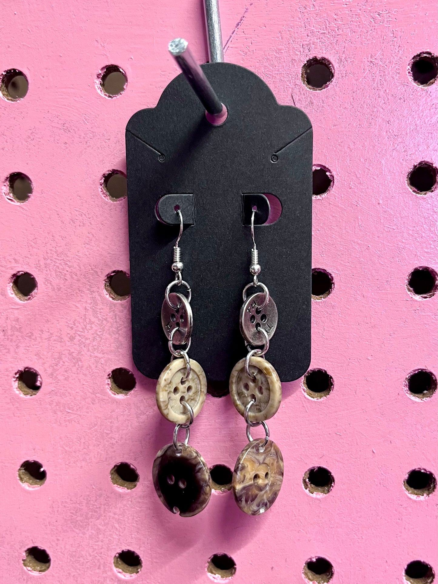 Boucles d’oreilles boutons sur-recyclés #007🪡♻️
