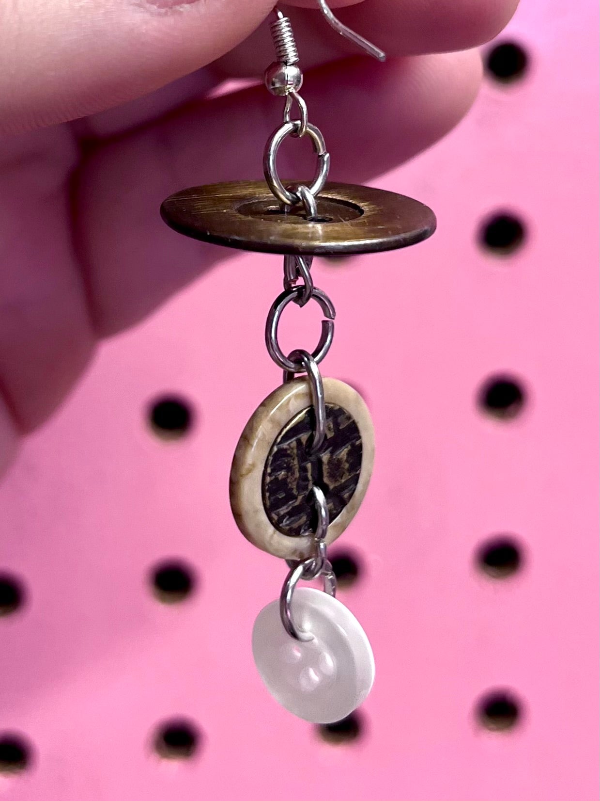 Boucles d’oreilles boutons sur-recyclés #010🪡♻️