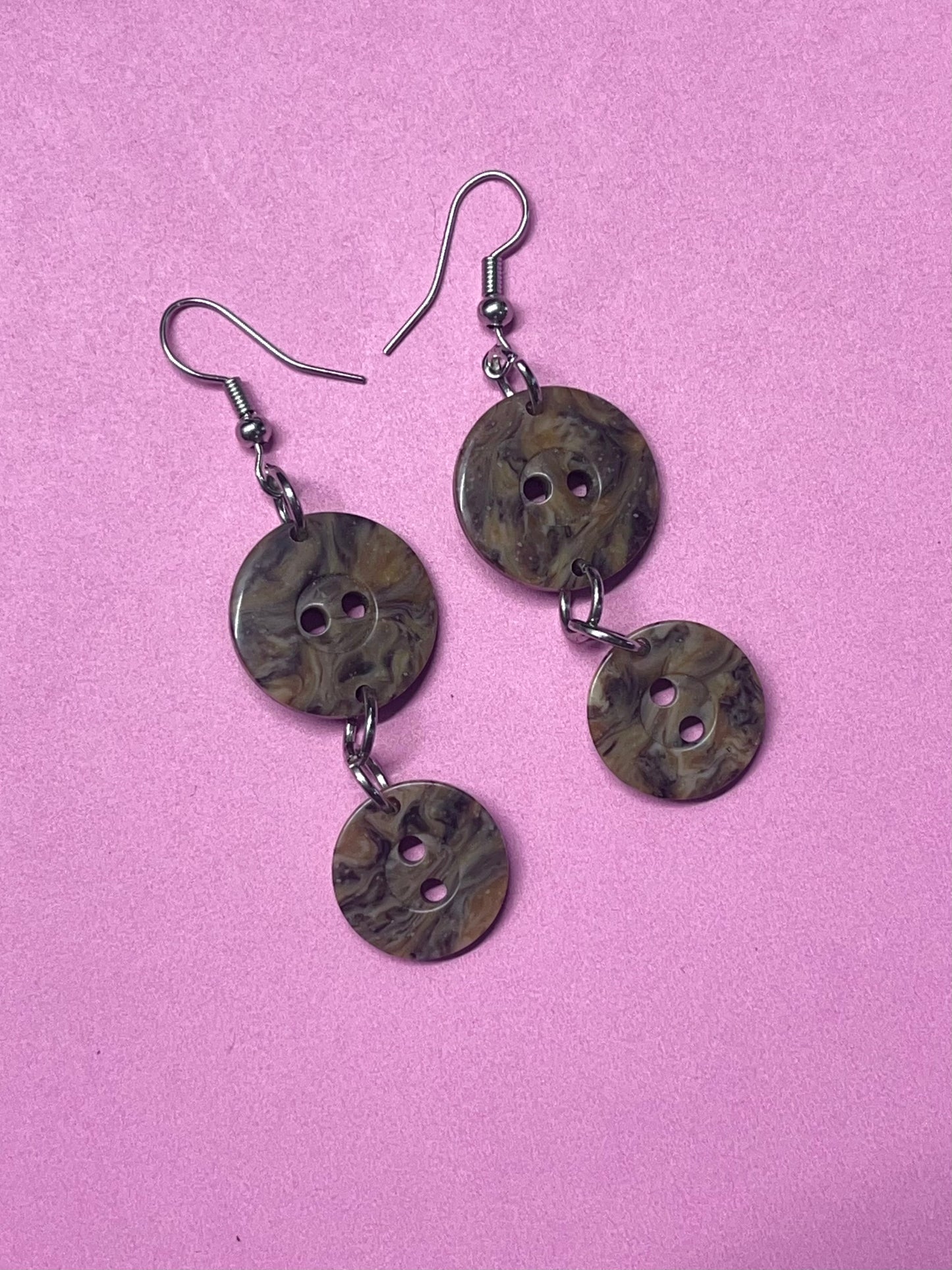 Boucles d’oreilles boutons sur-recyclés #003🪡♻️