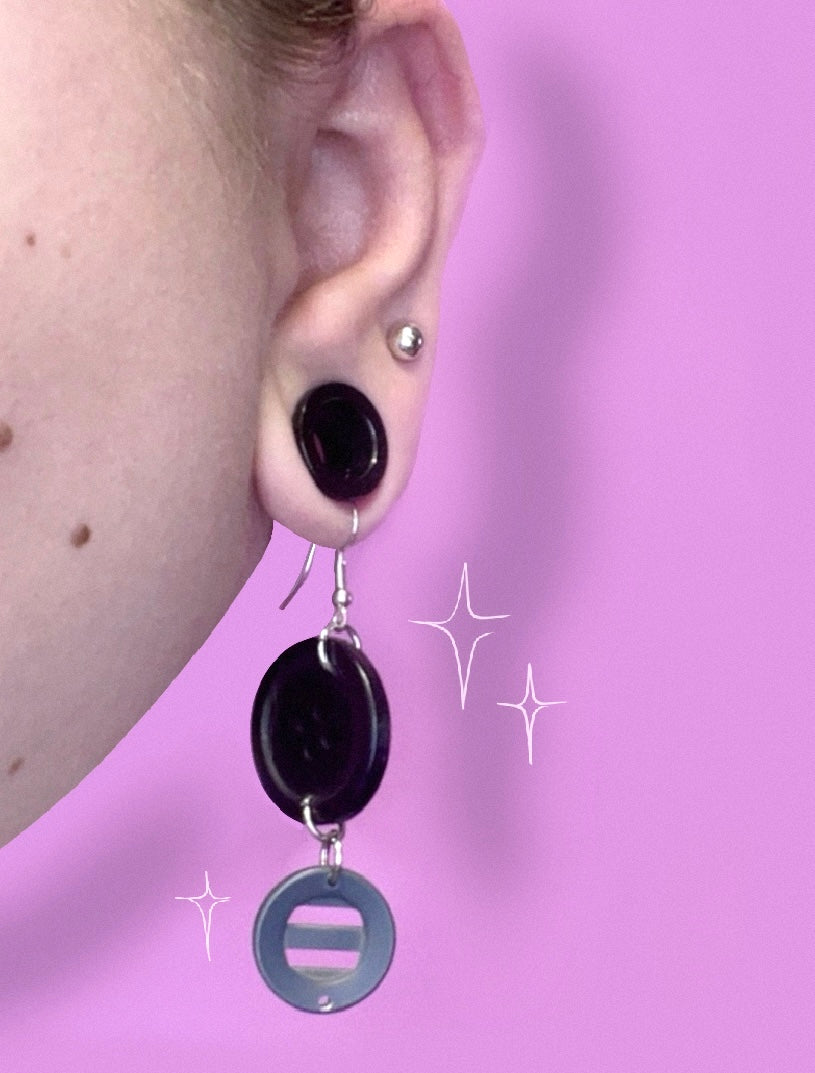 Boucles d’oreilles boutons sur-recyclés #001🪡♻️