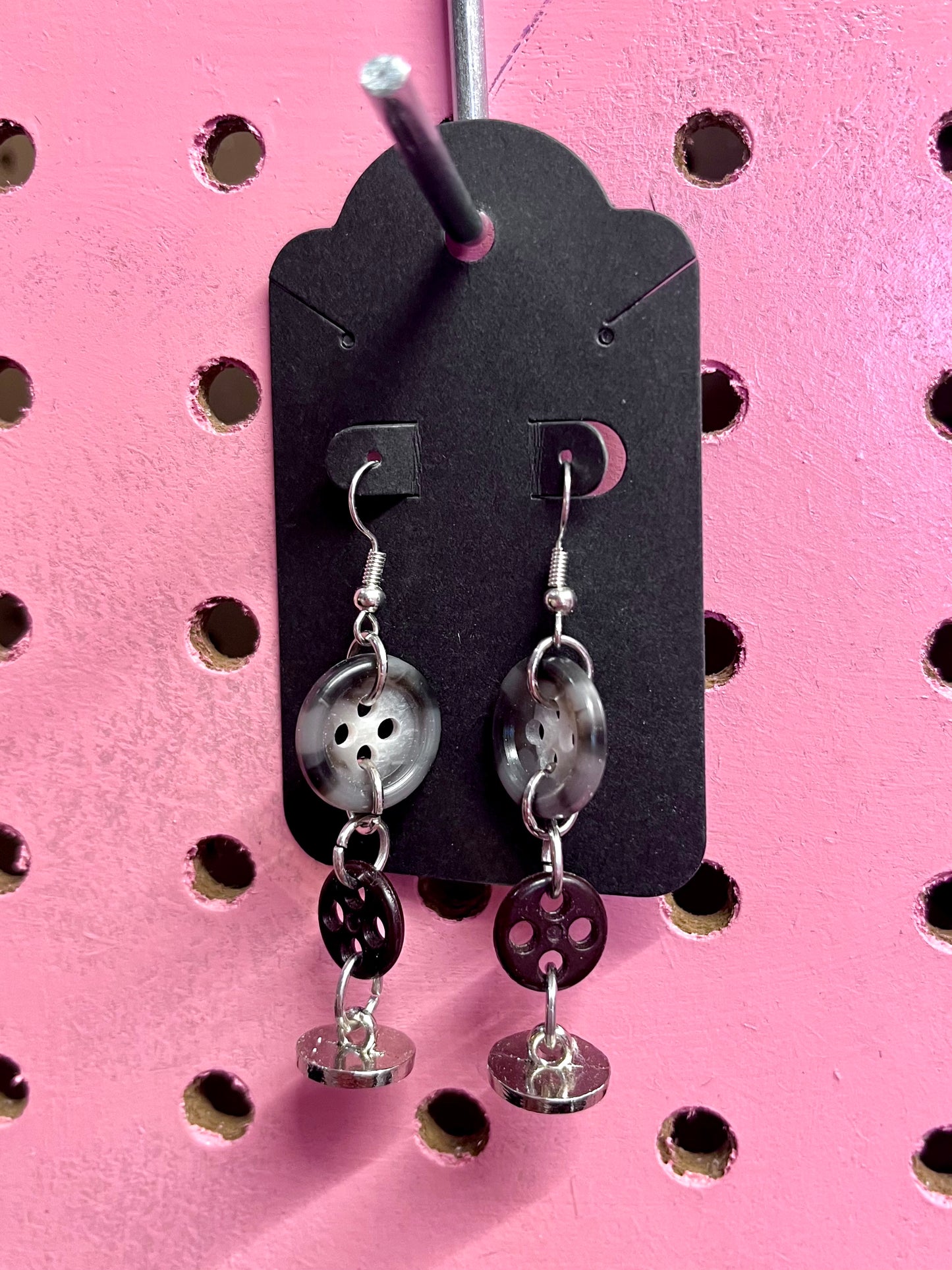 Boucles d’oreilles boutons sur-recyclés #004🪡♻️