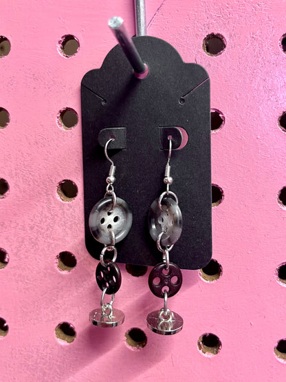 Boucles d’oreilles boutons sur-recyclés #004🪡♻️