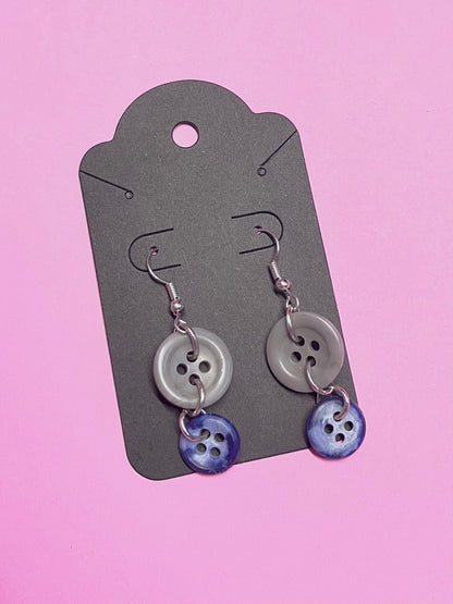 Boucles d’oreilles boutons sur-recyclés #005🪡♻️