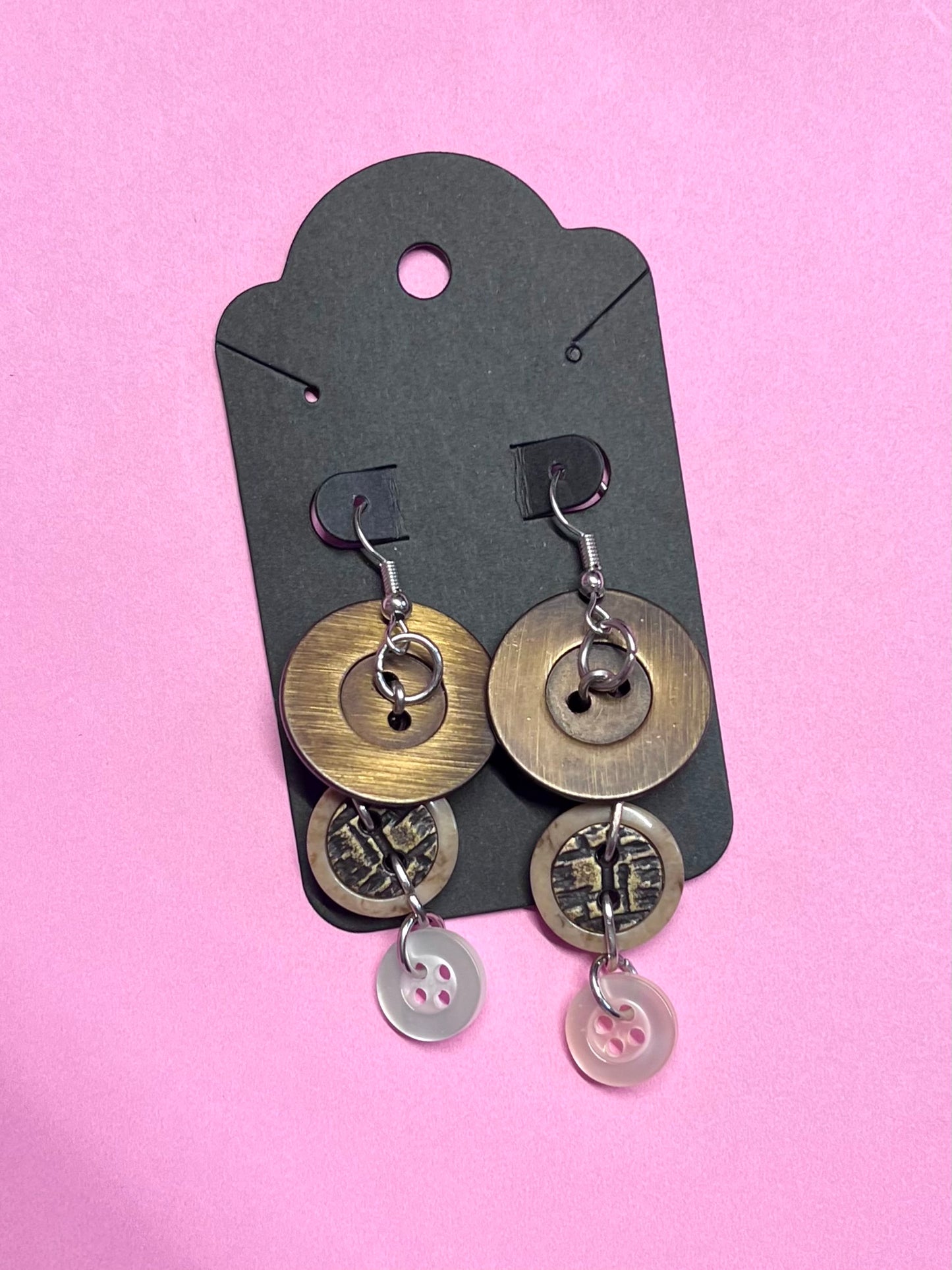 Boucles d’oreilles boutons sur-recyclés #010🪡♻️