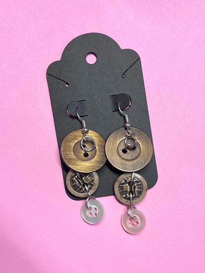 Boucles d’oreilles boutons sur-recyclés #010🪡♻️