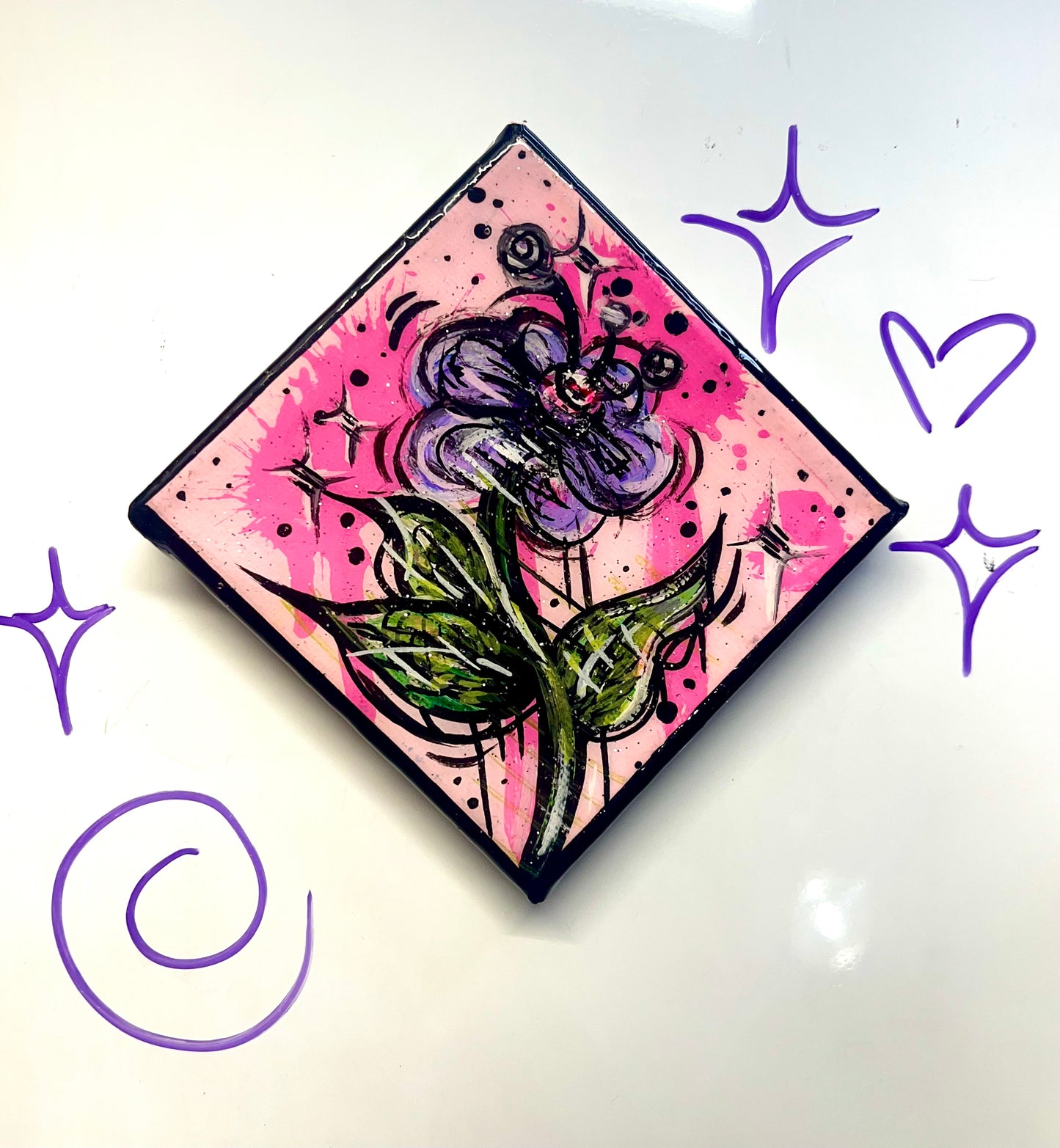 Toile aimanté fleur 4x4 pouces🌸💗🧲
