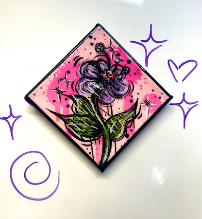 Toile aimanté fleur 4x4 pouces🌸💗🧲