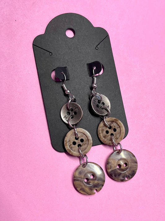 Boucles d’oreilles boutons sur-recyclés #007🪡♻️