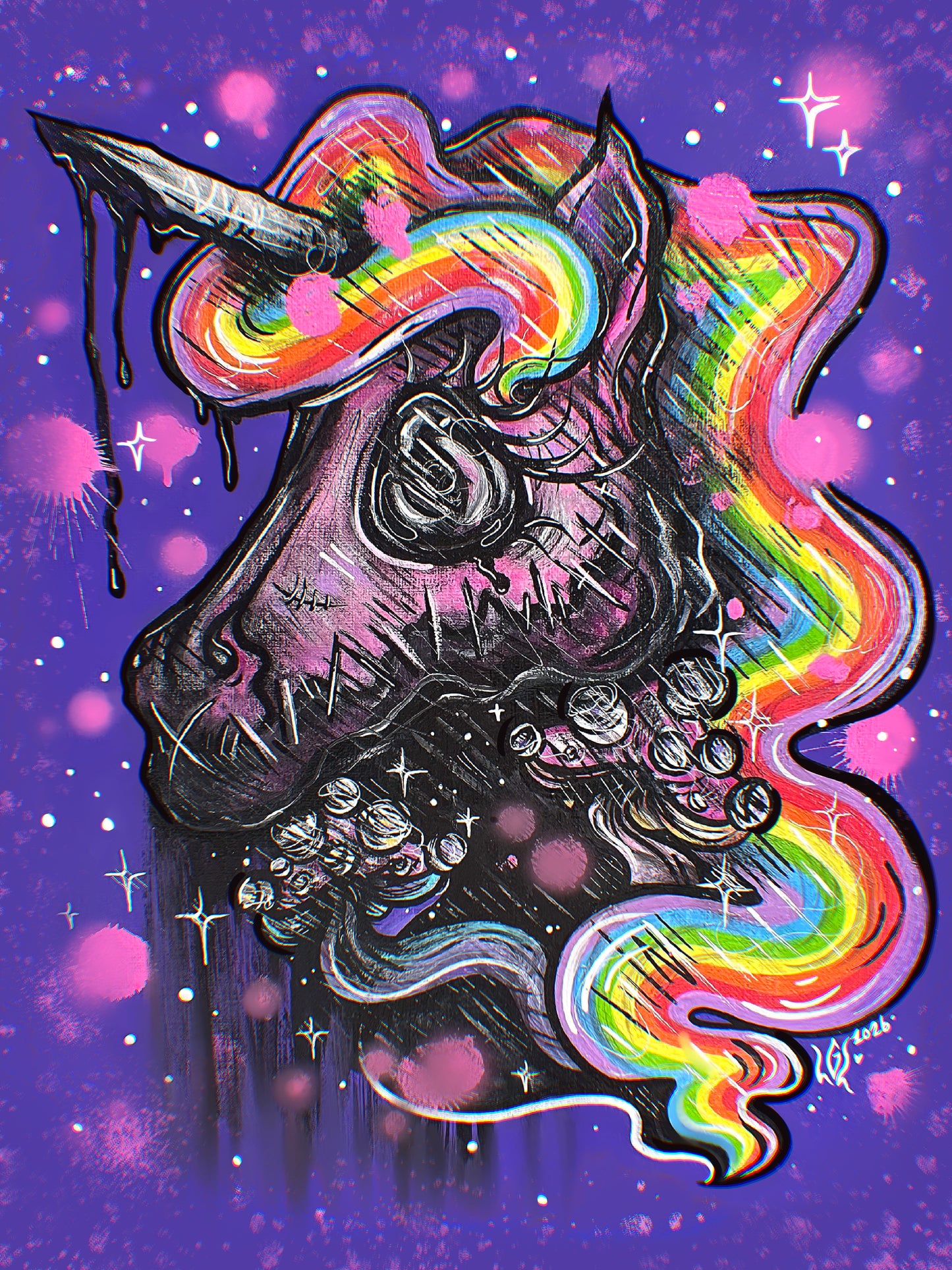 Print licorne arc en ciel 🦄💀🌈💜✨