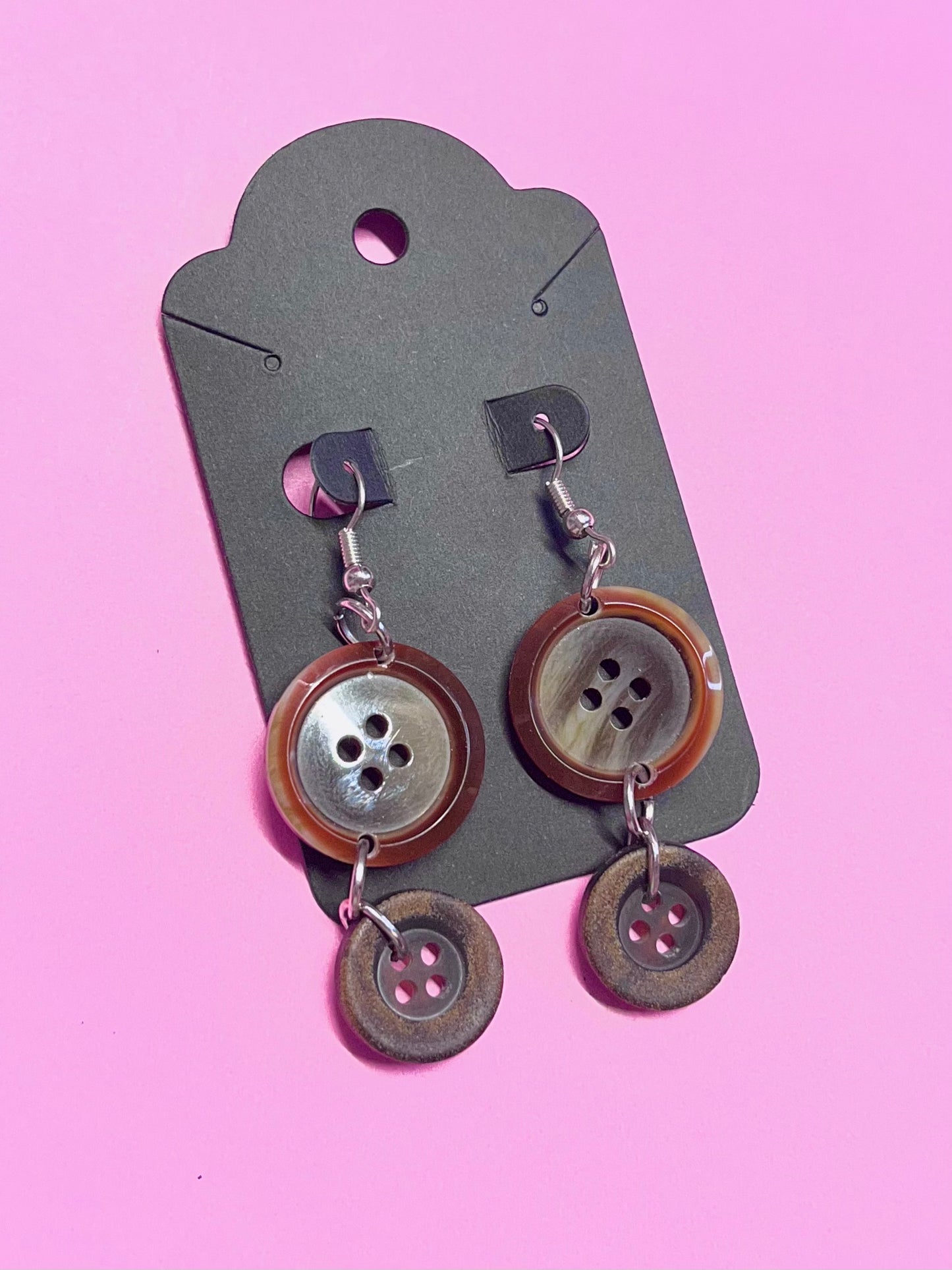 Boucles d’oreilles boutons sur-recyclés #006🪡♻️