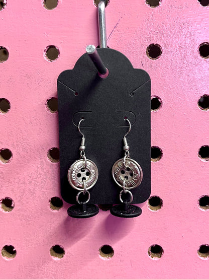 Boucles d’oreilles boutons sur-recyclés #008🪡♻️