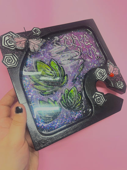 Plateau à rouler « Blaze it up » décorative 💨🍃✨💜