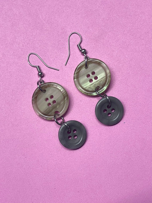 Boucles d’oreilles boutons sur-recyclés #002🪡♻️