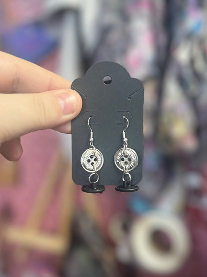 Boucles d’oreilles boutons sur-recyclés #008🪡♻️