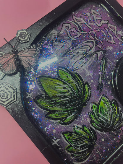 Plateau à rouler « Blaze it up » décorative 💨🍃✨💜