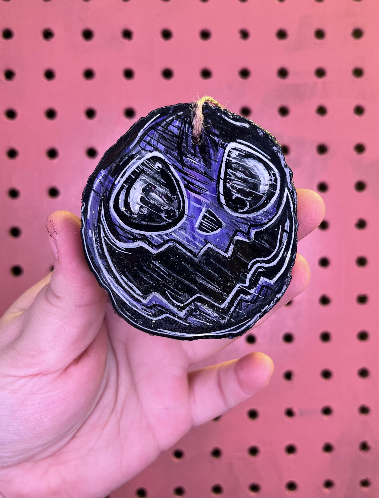 Ornement bûche citrouille mauve🎃💜