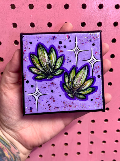 Toile aimantée cannabis 4x4 po. #002🍃🧲💜