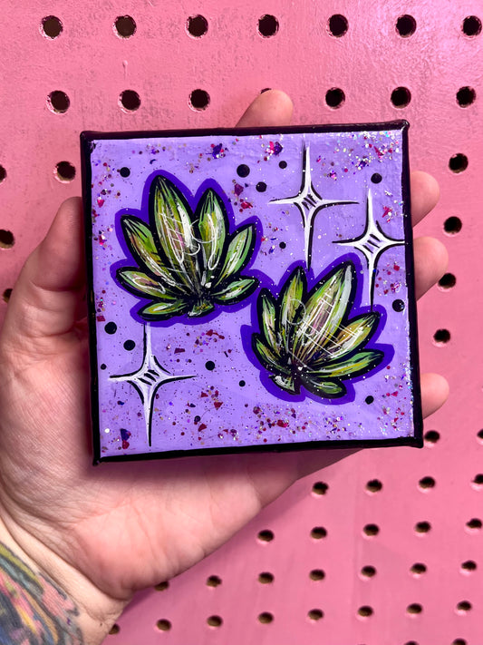 Toile aimantée cannabis 4x4 po. #002🍃🧲💜