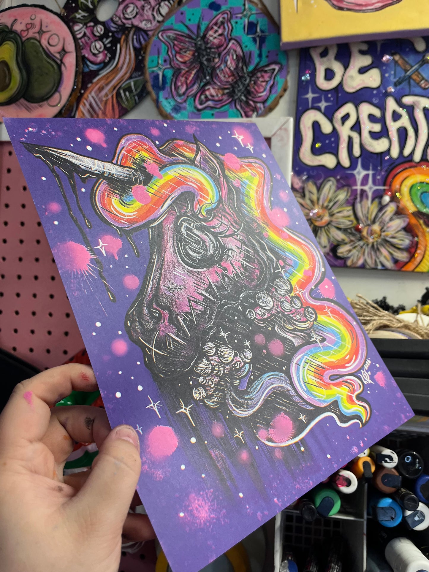 Print licorne arc en ciel 🦄💀🌈💜✨