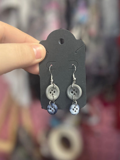 Boucles d’oreilles boutons sur-recyclés #005🪡♻️