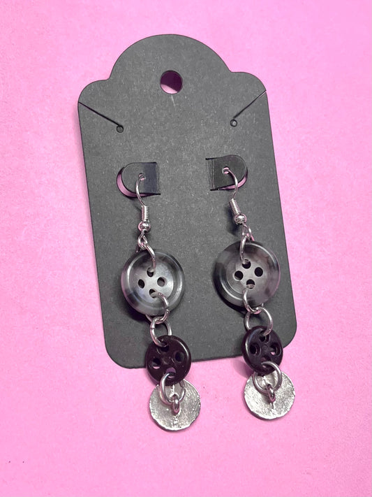 Boucles d’oreilles boutons sur-recyclés #004🪡♻️