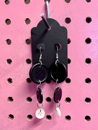 Boucles d’oreilles boutons sur-recyclés #009🪡♻️